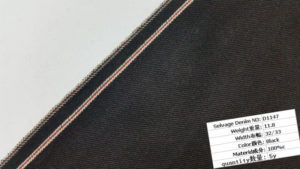 11.8oz Black PU coating selvedge denim cotton 100% W11427