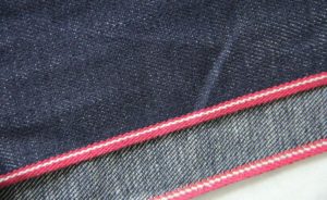 10.2oz Natural Vegetable Dye Indigo Organic Selvedge Denim Material With Linen