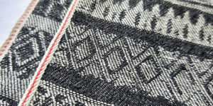 10.5 oz Jacquard Denim Fabric For Levis Black Selvedge W3702