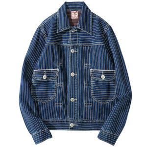 Custom Jackets Washed Stripe Denim Jacket Men