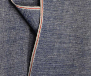 5.8oz Light Blue And Black Selvedge Denim Chambray Fabric W182315