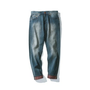 13.9oz Custom Stripe Tapered Selvedge Denim Raw Wash Jeans W749