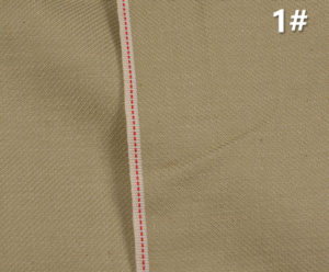 7.2oz Khaki Broken Twill Selvage Patterned Denim Fabric W84012