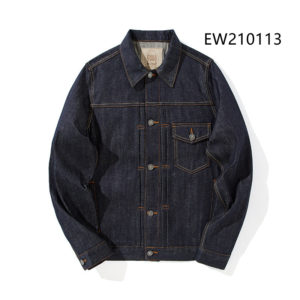 Fashion Raw Denim Jacket Mens Red Selvedge Jeans Clothes Japanese Retro Overalls Cowboy Coat EW210113