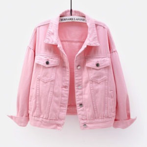 Loose Women's Jeans Jacket Spring Autumn Plus Size Cowboy Coat Short Pink Lady Denim Top Casual Black White Purple New Outwears