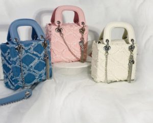 Luxury Pink Jean Bags For Women Fashion All-match Denim Handbags New Design Plaid Embroidery Denim Crossbody Bag Wholesale