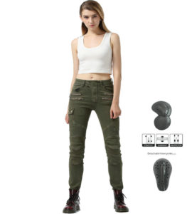 Women Motorcycle Jeans With Armor Anti-fall Blue Green Motorbike Pants For Women Black Biker Trousers EW602402839307