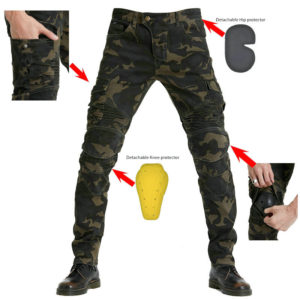 Camouflage Mens Motorcycle Riding Jeans Blue Black Army Green Racing Pants With Protective Gear Anti-fall EW06