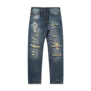 Heavy Thickened Japanese Retro Selvage Jeans Nostalgic Hole Patch Straight Loose Trend Selvedge Pants Men EW22081641