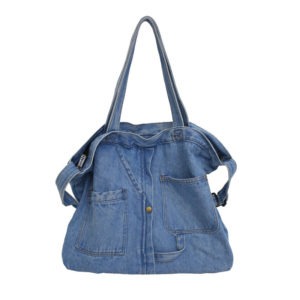 Spring Denim Shoulder Bag Large Denim Shopping Travel Bag Stylish Weekend Jean Bags For Women And Mens