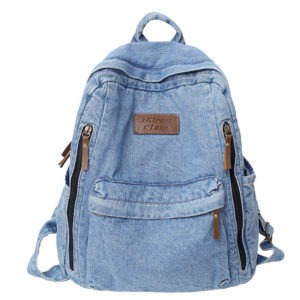 Stylish Women Denim Backpack Student Jean Shoulders Bag Large Capacity Denim Designer Bag Men Jean Bag Wholesale