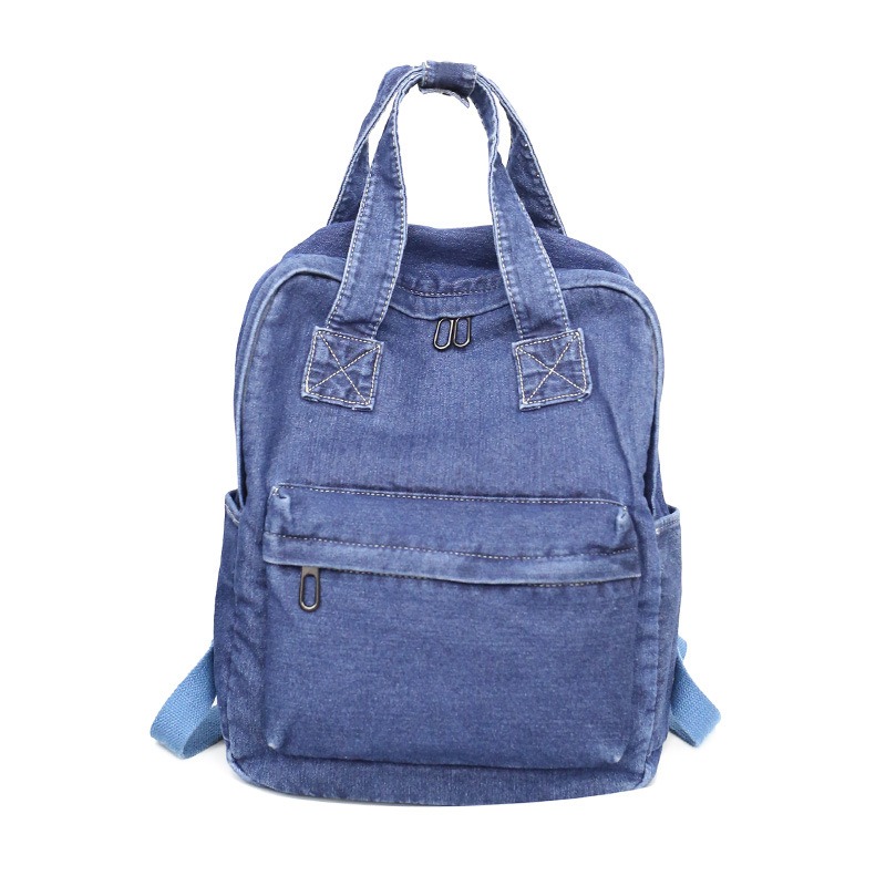 Denim Backpack Female Korean College Denim Handbags Simple Student Jean Bag Boy Girl Blue Jean Backpack