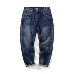 Autumn Winter New Selvage Denim Jeans Washed Ripped Japanese Denim Pants Men's Denim Trousers EW2102008