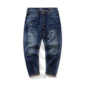 Trendy Bottom Cotton Dark Blue Cheap Selvedge Jeans Washed Heavy Japanese Vintage Selvage Denim Pants For Men EW2102009