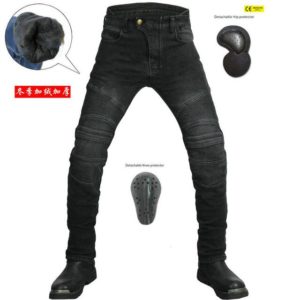 Fleece Lined Riding Jeans Motorcycle Jeans Men's and Women's Motorcycle Riding Pants Winter Plush Thermal Racing Pants CE Armor