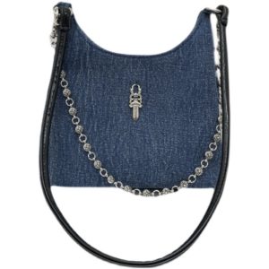 Vintage Mini Underarm Denim Bag Cool Diy Jeans Bag Cool Chain Shoulder Messenger Bags EWmini