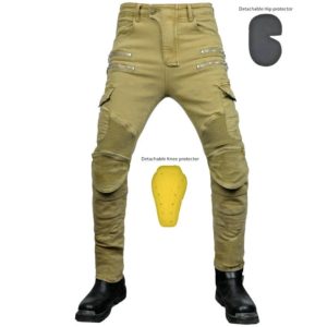 Multi-pocket Riding Denim Pants Motorcycle Jeans Men's Biker Pants Cycling Jeans Zipper Casual Straight Motorcycle Riding Jeans