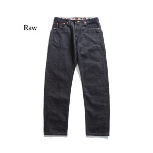Raw and Washed 14 oz Jeans Trendy Heavy Weight Red Selvedge Mens Raw Denim Slim Fit Trousers EW1017