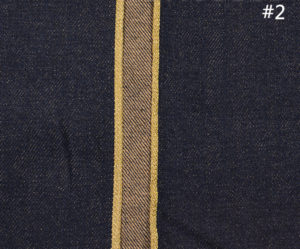 13.4 oz Colored Cotton Premium Selvedge Denim Fabric Gold Silver Self Edge Raw Denim Jeans Cloth Manufacturers W28682