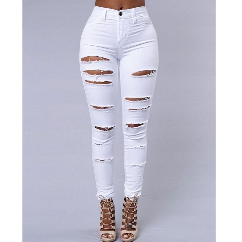Womens white ripped jeans wholesale | WingFly Textile